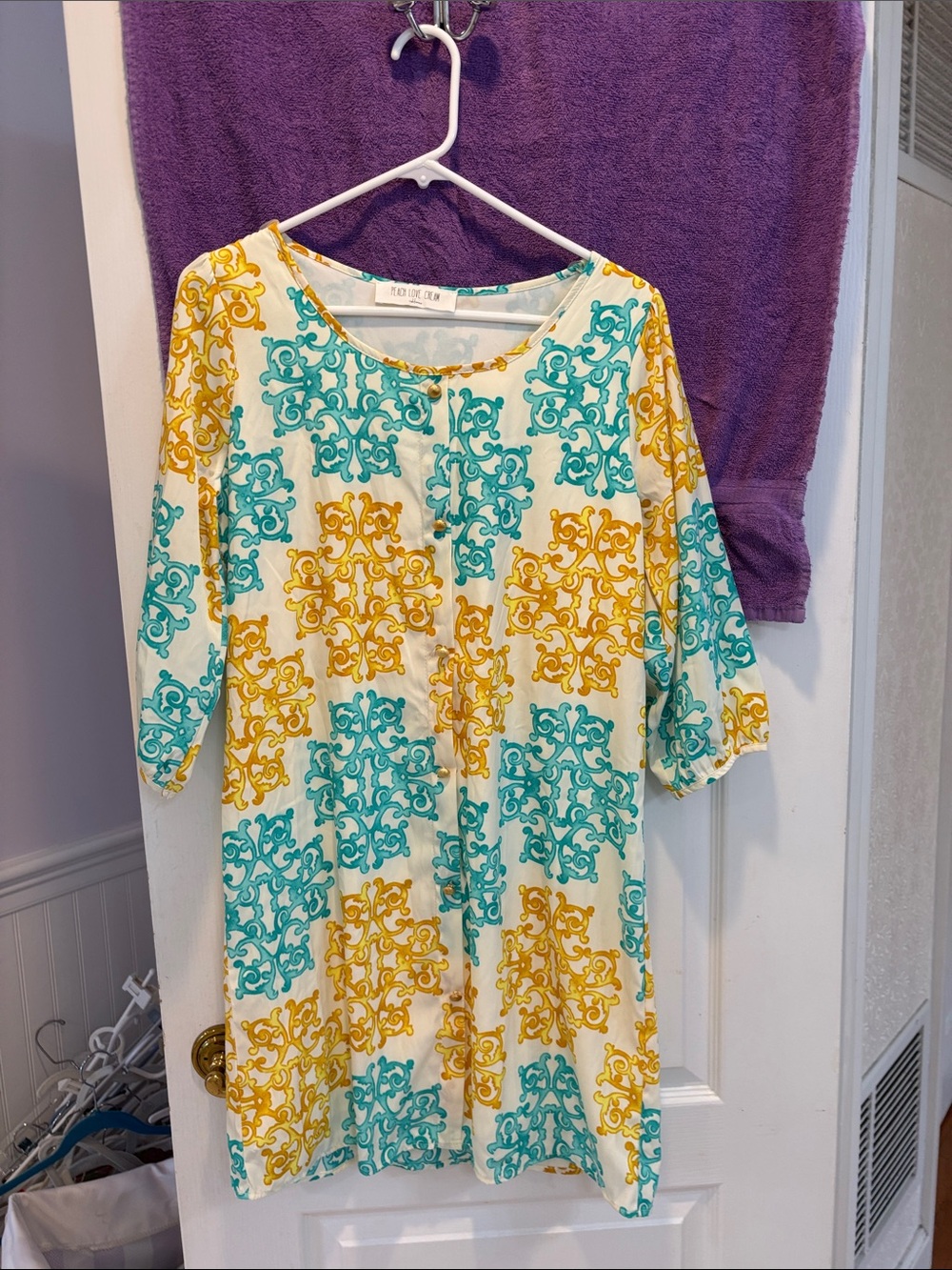Women’s Turquoise & Yellow Printed Tunic Dress